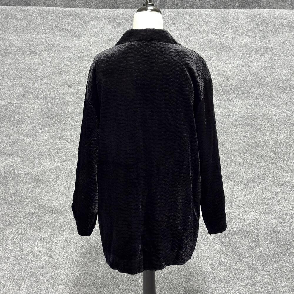 Karen Kane Jacket Womens Medium Black Textured Velvet Button Front Made USA - Picture 2 of 14